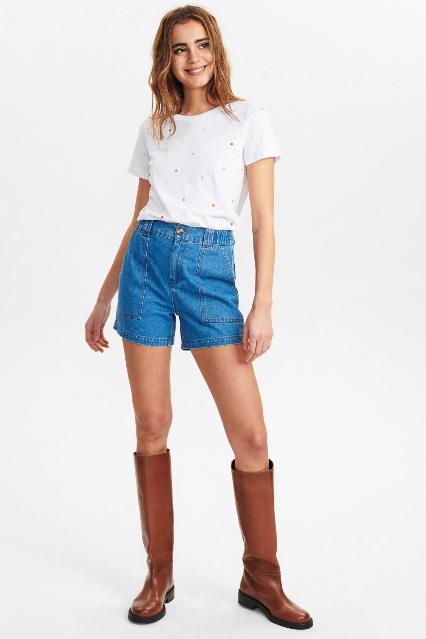 NUNINNA DENIM SHORTS - Light Blue Denim