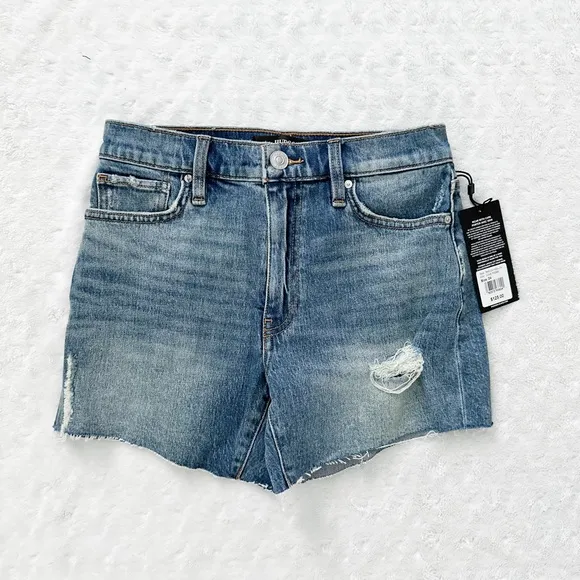 NWT- HUDSON Devon Distressed Denim Shorts in Love Theme