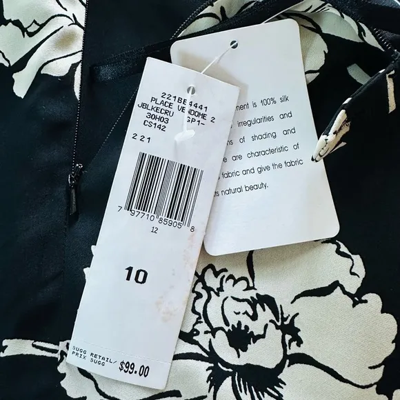 NWT JONES NEW YORK Skirt Black Cream Floral Silk Skirt Flirty Maxi Skirt