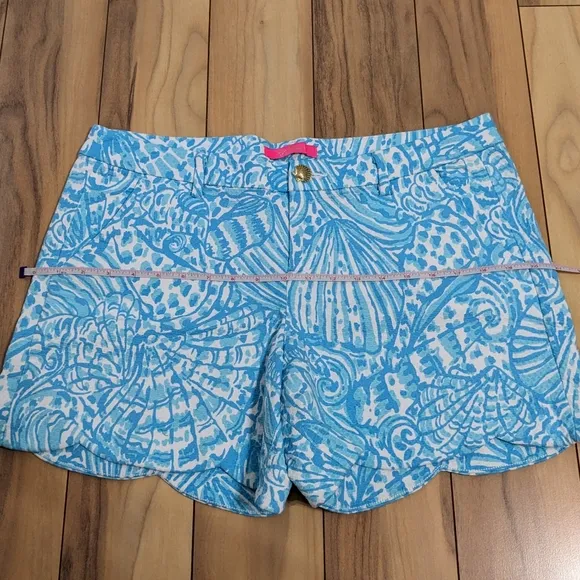 NWT! Lilly Pulitzer Palmita Stretch Shorts Succulent Blue Sea Cups Size 12