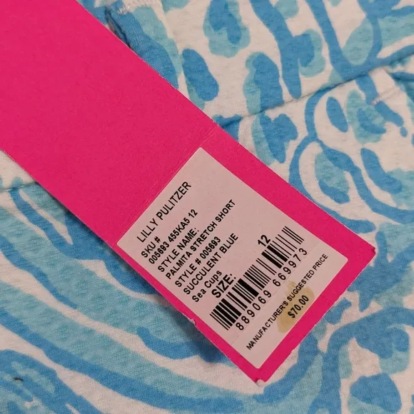 NWT! Lilly Pulitzer Palmita Stretch Shorts Succulent Blue Sea Cups Size 12