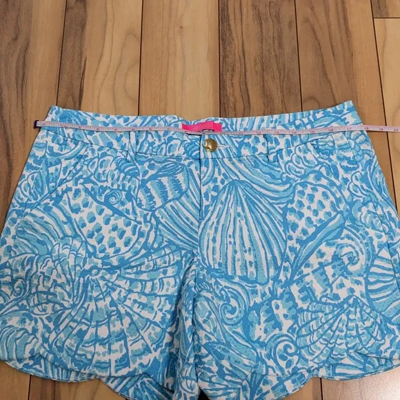 NWT! Lilly Pulitzer Palmita Stretch Shorts Succulent Blue Sea Cups Size 12