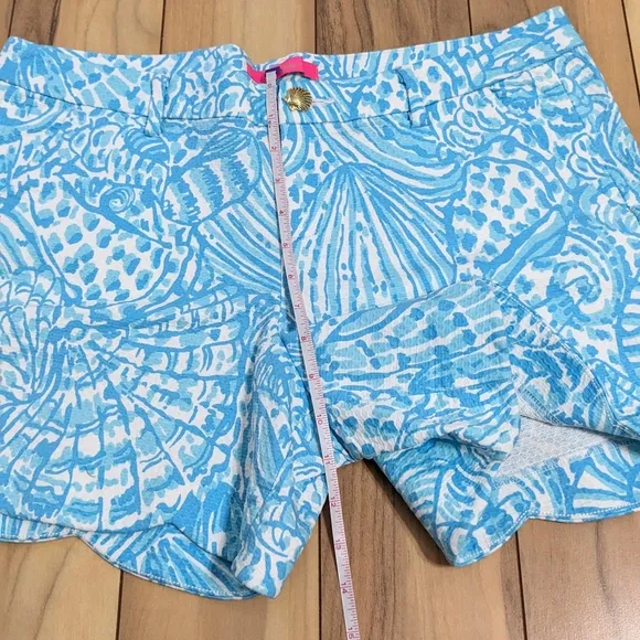 NWT! Lilly Pulitzer Palmita Stretch Shorts Succulent Blue Sea Cups Size 12