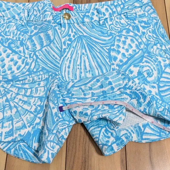 NWT! Lilly Pulitzer Palmita Stretch Shorts Succulent Blue Sea Cups Size 12