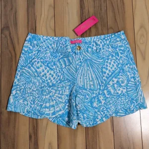 NWT! Lilly Pulitzer Palmita Stretch Shorts Succulent Blue Sea Cups Size 12