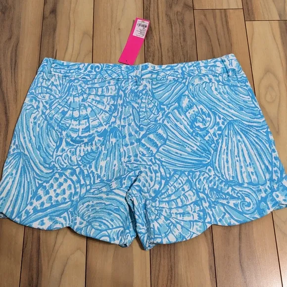 NWT! Lilly Pulitzer Palmita Stretch Shorts Succulent Blue Sea Cups Size 12