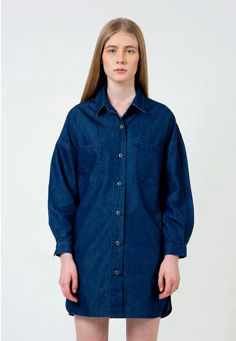 Oversized Denim Shirt Dress