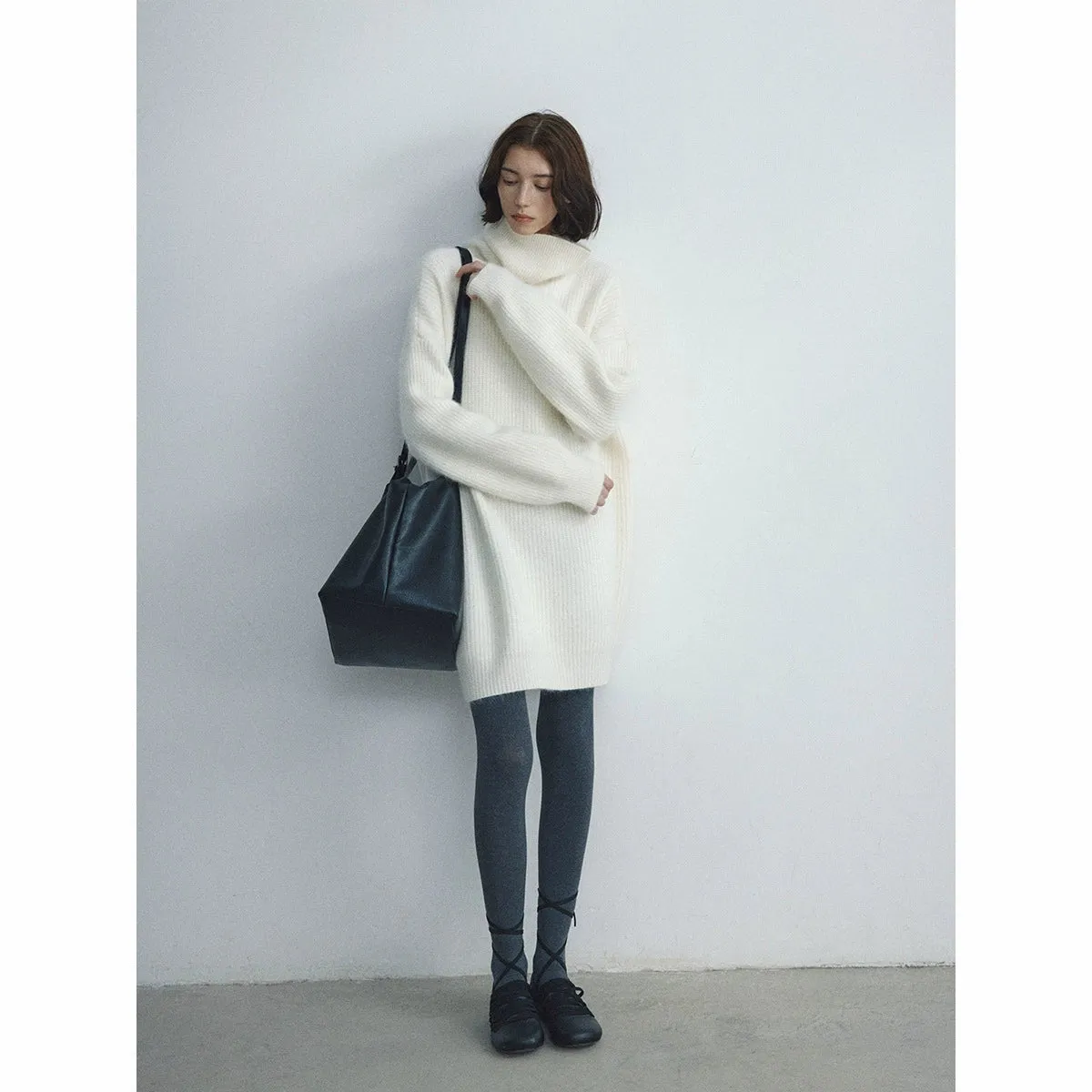 Oversized Turtleneck Sweater Dress