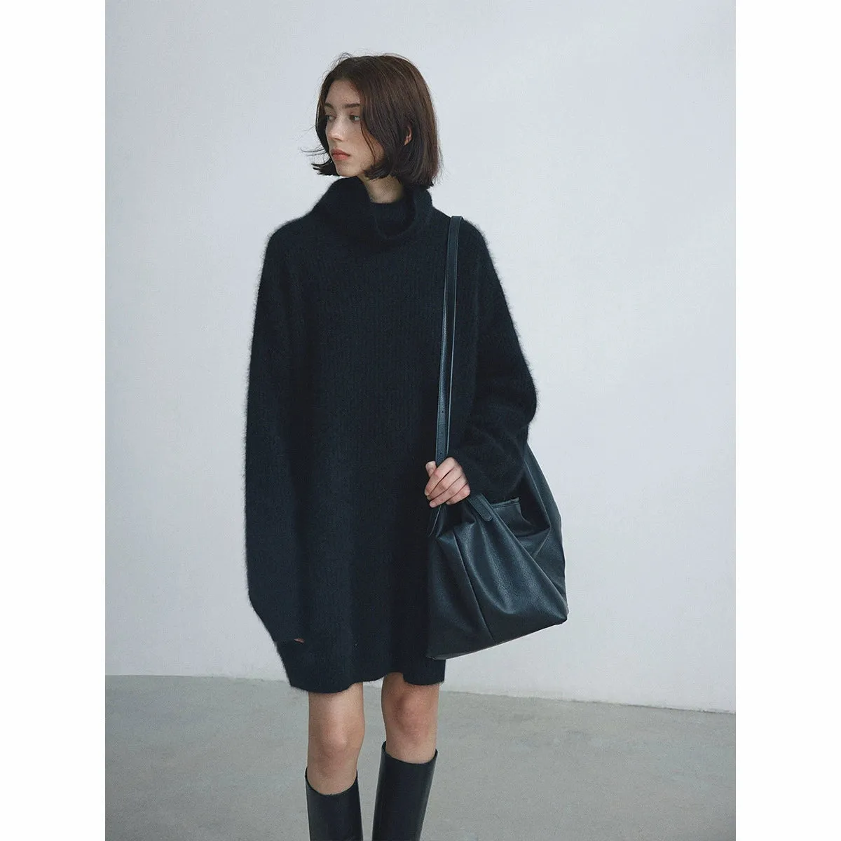 Oversized Turtleneck Sweater Dress