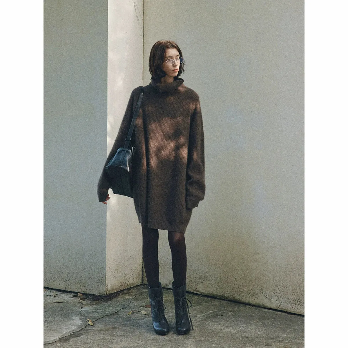 Oversized Turtleneck Sweater Dress