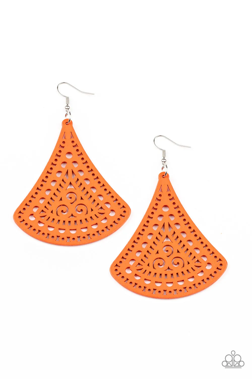 Paparazzi FAN to FAN - Orange Wooden Earrings