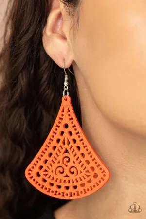 Paparazzi FAN to FAN - Orange Wooden Earrings