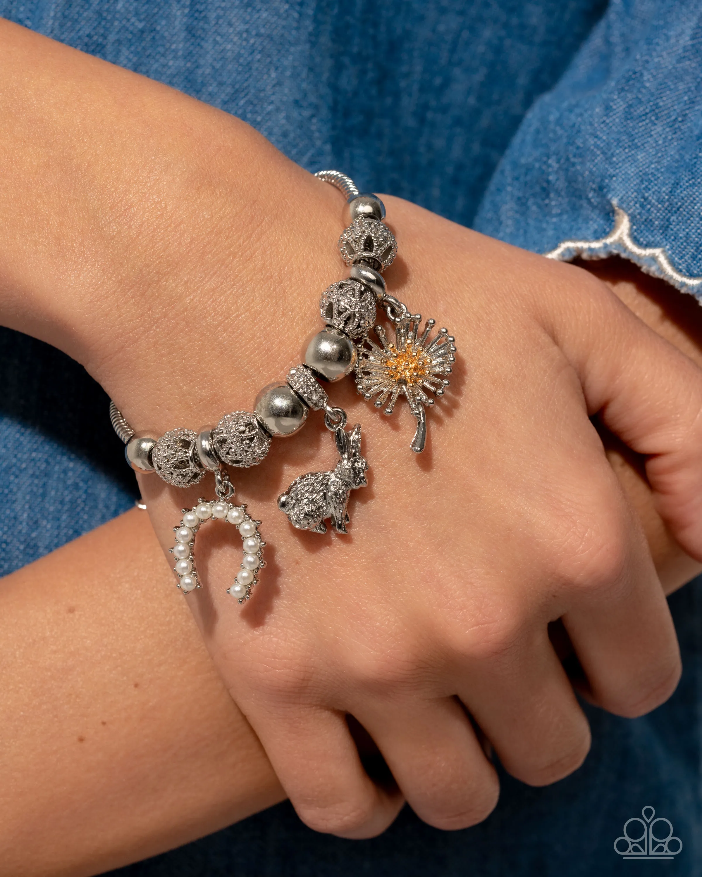 Paparazzi Graceful Godsend - White Bracelet (2025 February Life Of The Party)