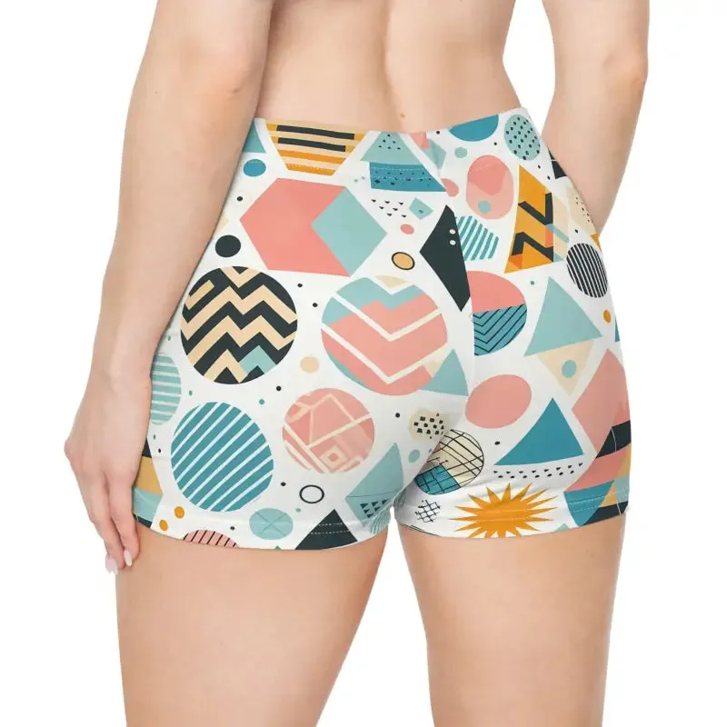 Pastel Abstract Geometric Summer Shorts for Women