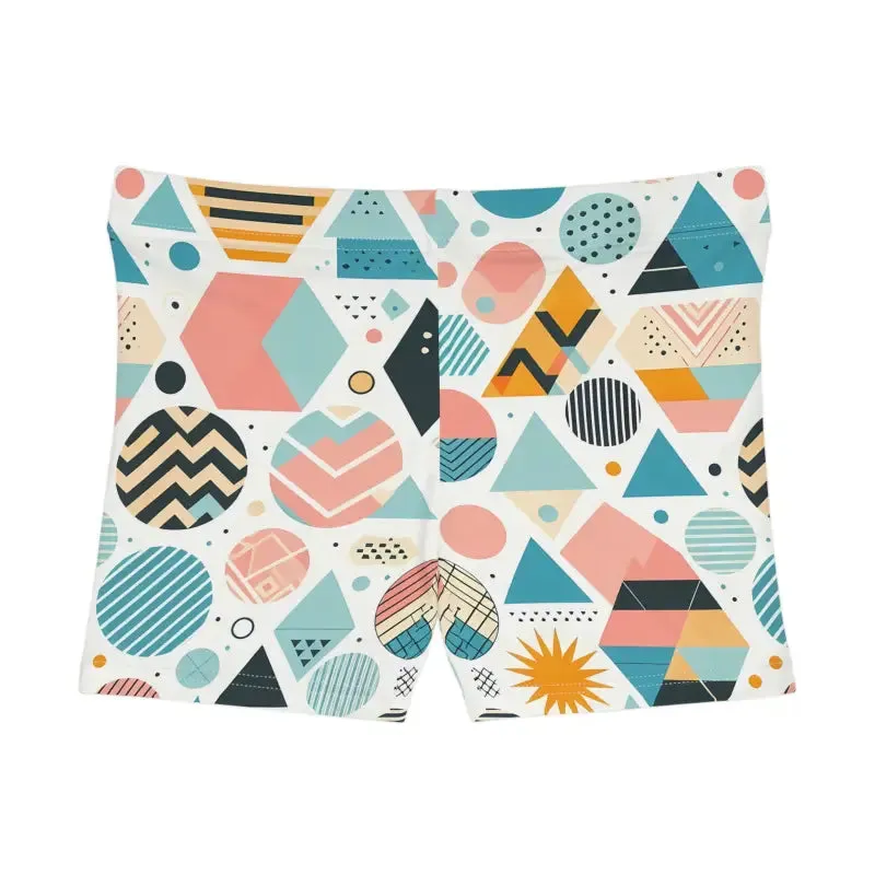 Pastel Abstract Geometric Summer Shorts for Women