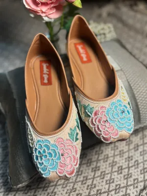 Pastel Phulkari Punjabi Jutti
