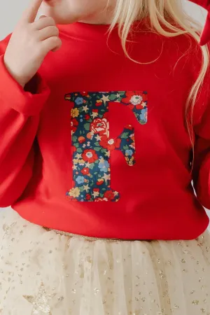 Personalised or Age Red T-Shirt in Betsy Star Liberty Print