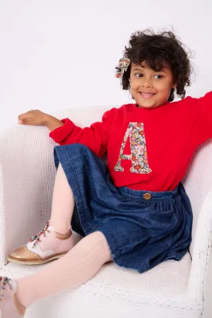 Personalised Red T-Shirt in Libby Liberty Print