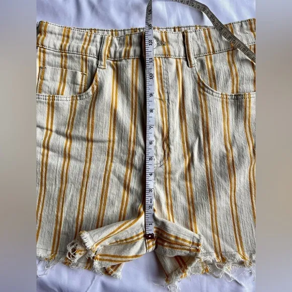 Pilcro by Anthropologie Yellow and Cream Striped High Waist Shorts
