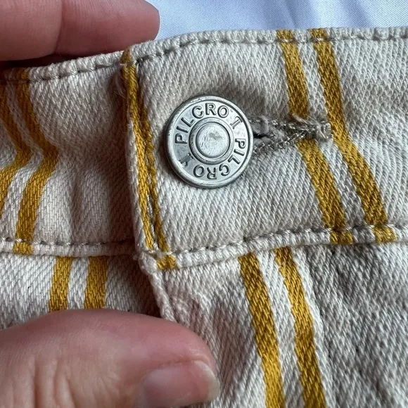 Pilcro by Anthropologie Yellow and Cream Striped High Waist Shorts