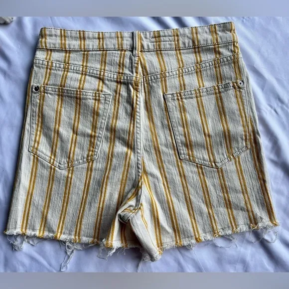 Pilcro by Anthropologie Yellow and Cream Striped High Waist Shorts