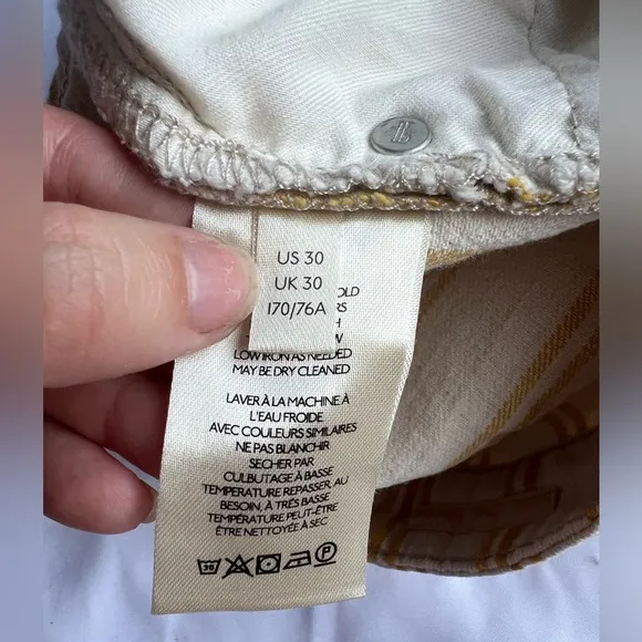 Pilcro by Anthropologie Yellow and Cream Striped High Waist Shorts