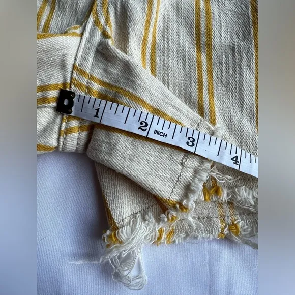 Pilcro by Anthropologie Yellow and Cream Striped High Waist Shorts