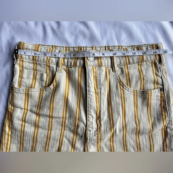 Pilcro by Anthropologie Yellow and Cream Striped High Waist Shorts