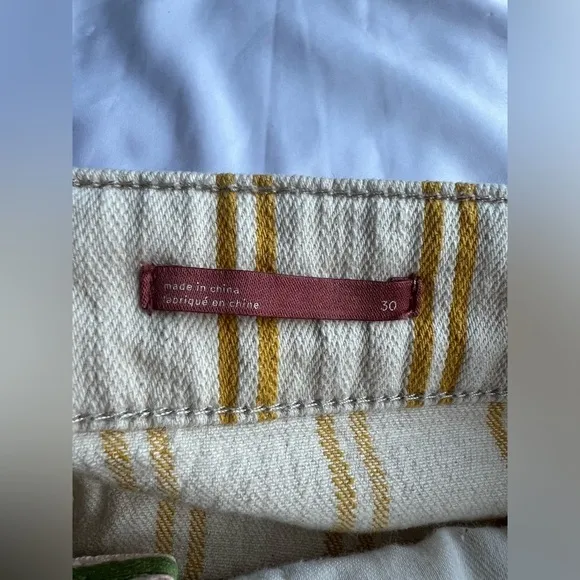 Pilcro by Anthropologie Yellow and Cream Striped High Waist Shorts