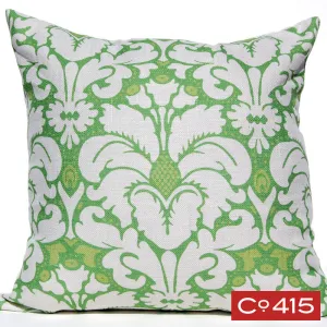 Plumes Damask Pillow - Green