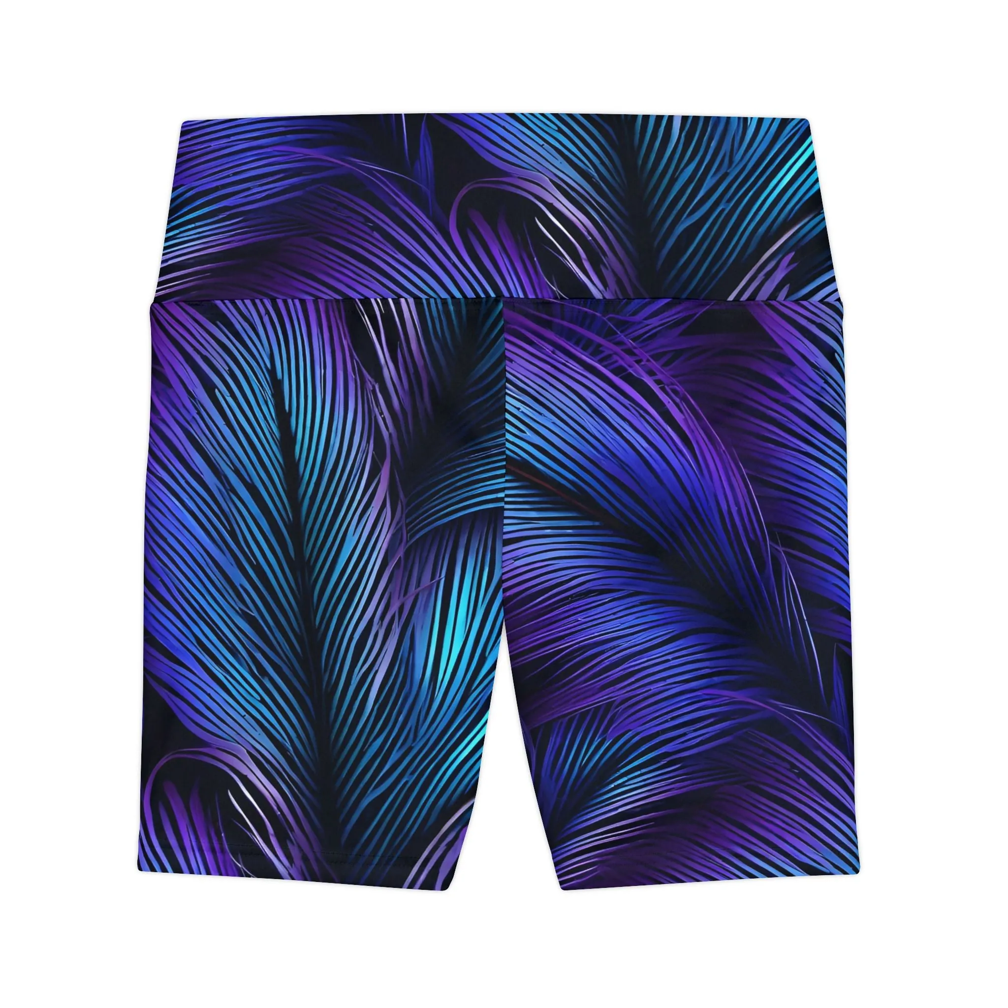 Purple Blue Feathers Workout Shorts