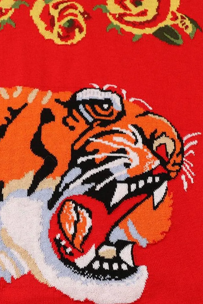 Quarda Red Coral Sweater with Tiger