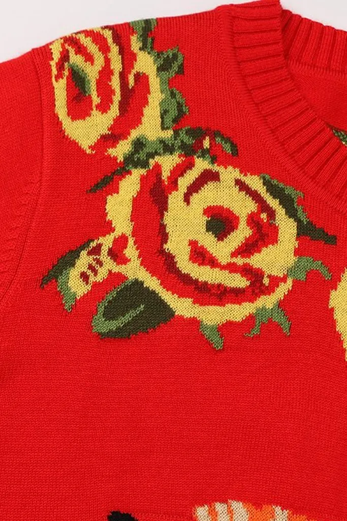 Quarda Red Coral Sweater with Tiger