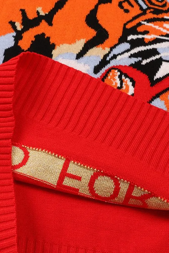 Quarda Red Coral Sweater with Tiger