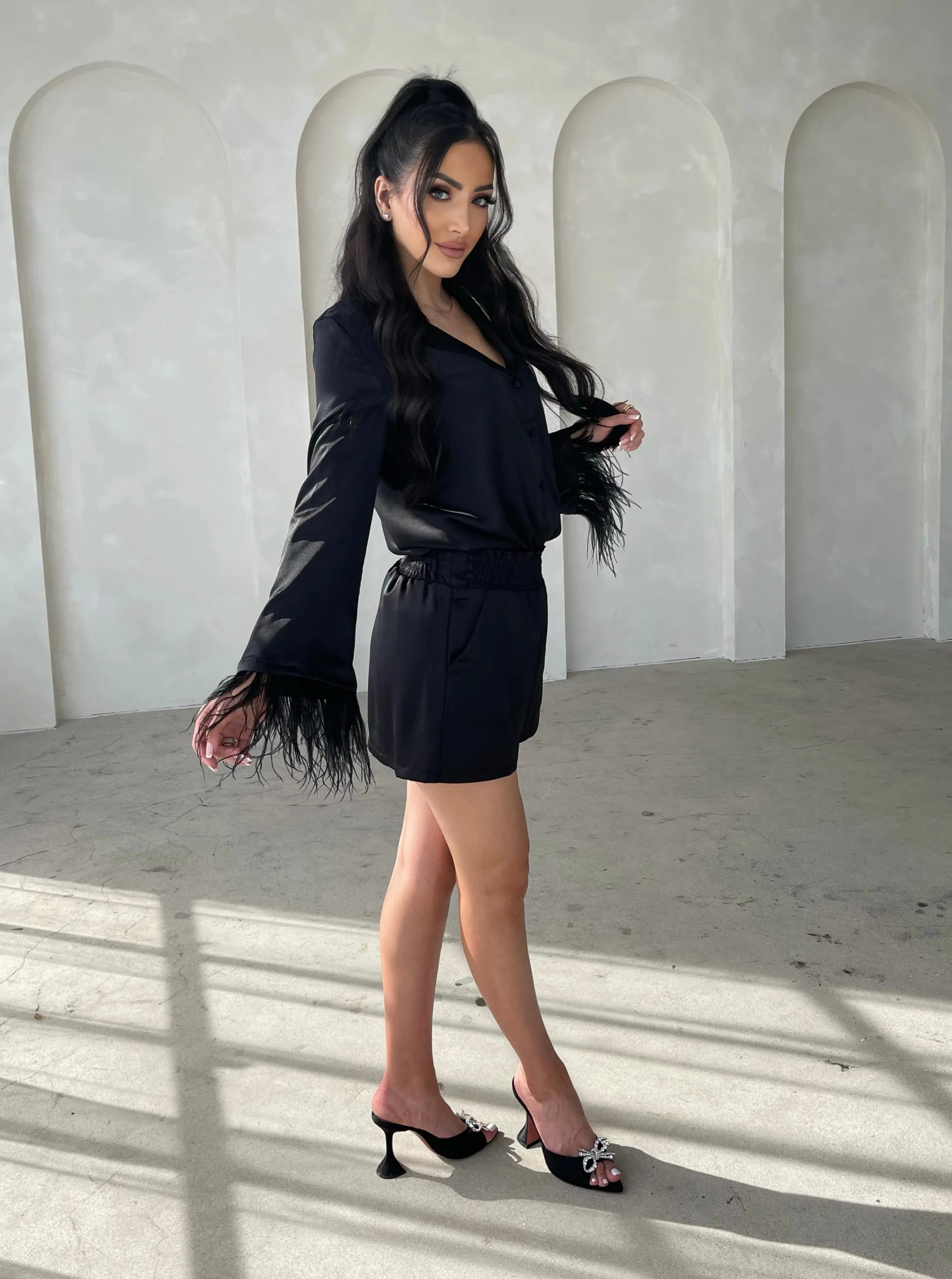 "DIOR" Satin Feather Set