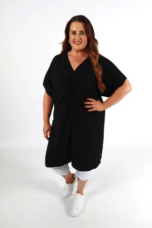 Sadhbh Pleated Oversized Tunic in Black