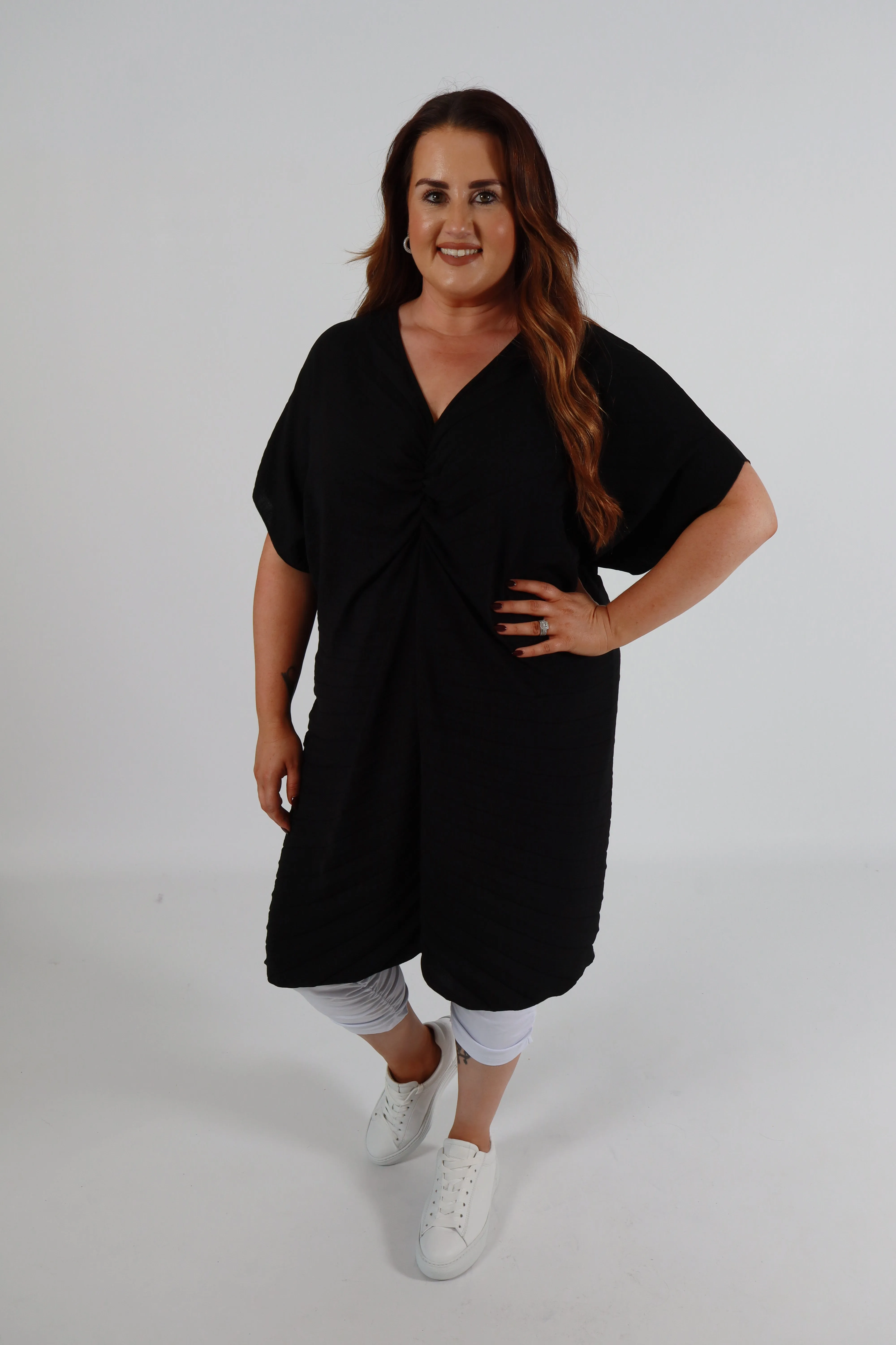 Sadhbh Pleated Oversized Tunic in Black