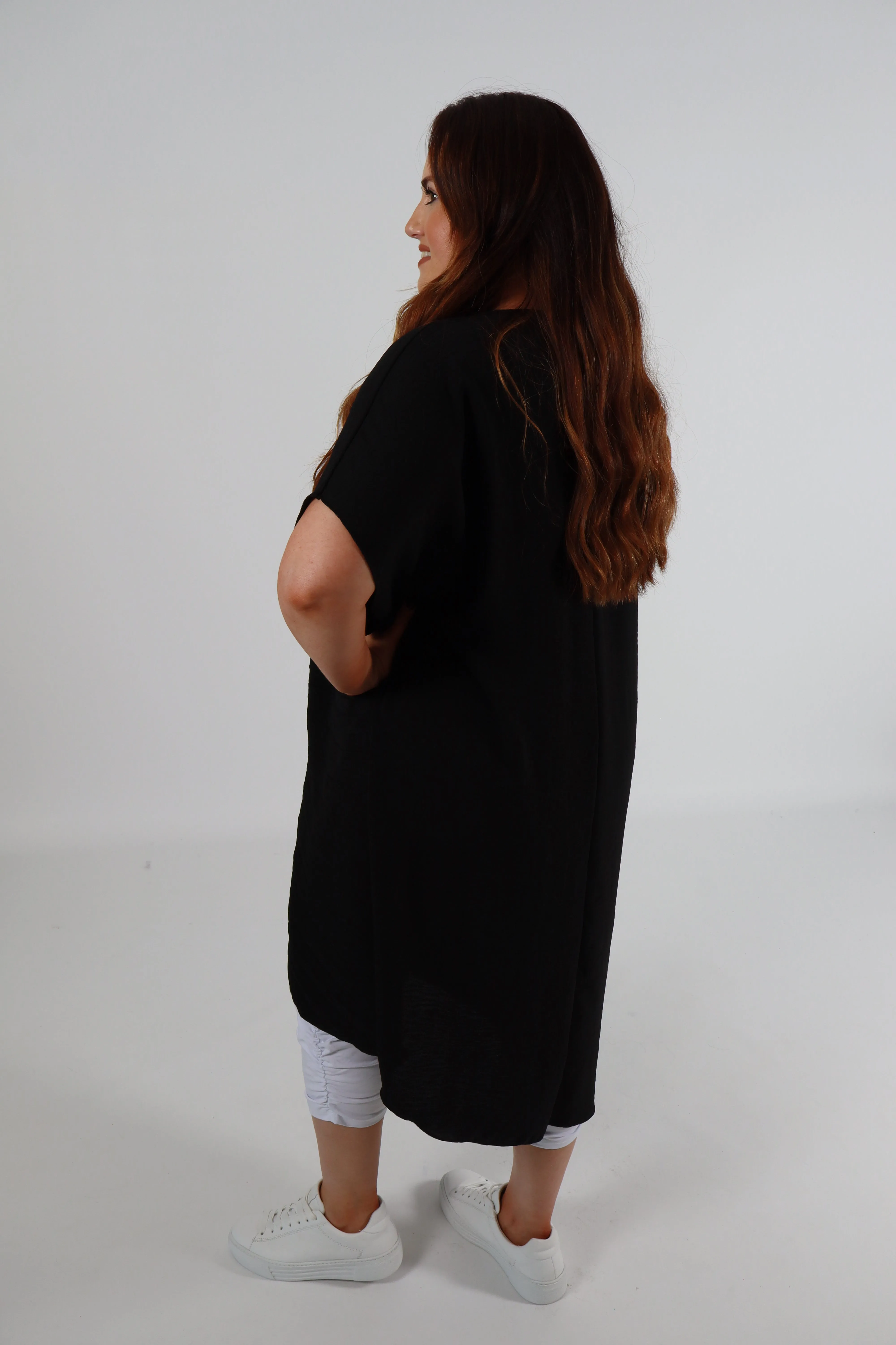 Sadhbh Pleated Oversized Tunic in Black