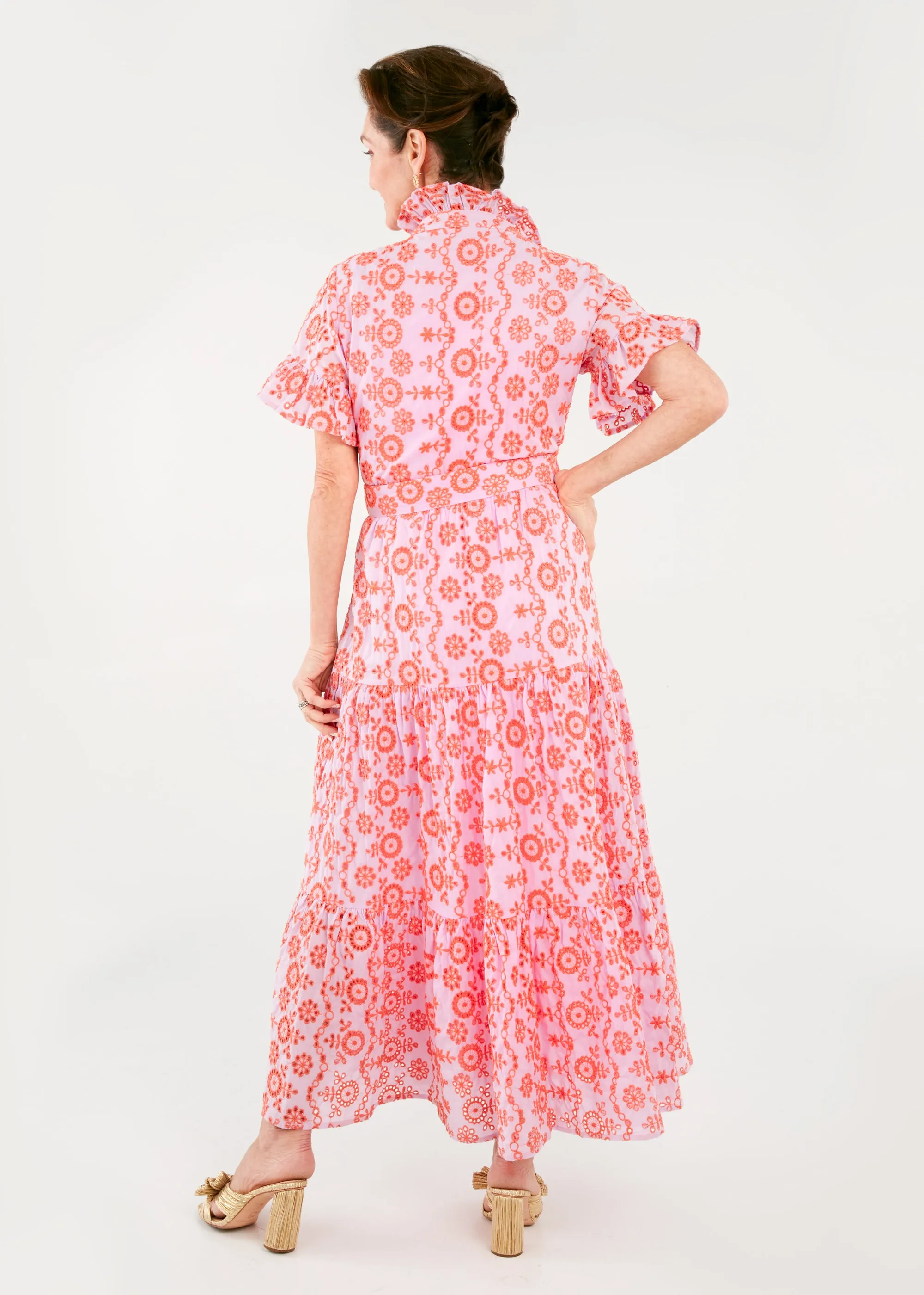 Sadie Maxi Dress Lavender Coral Eyelet