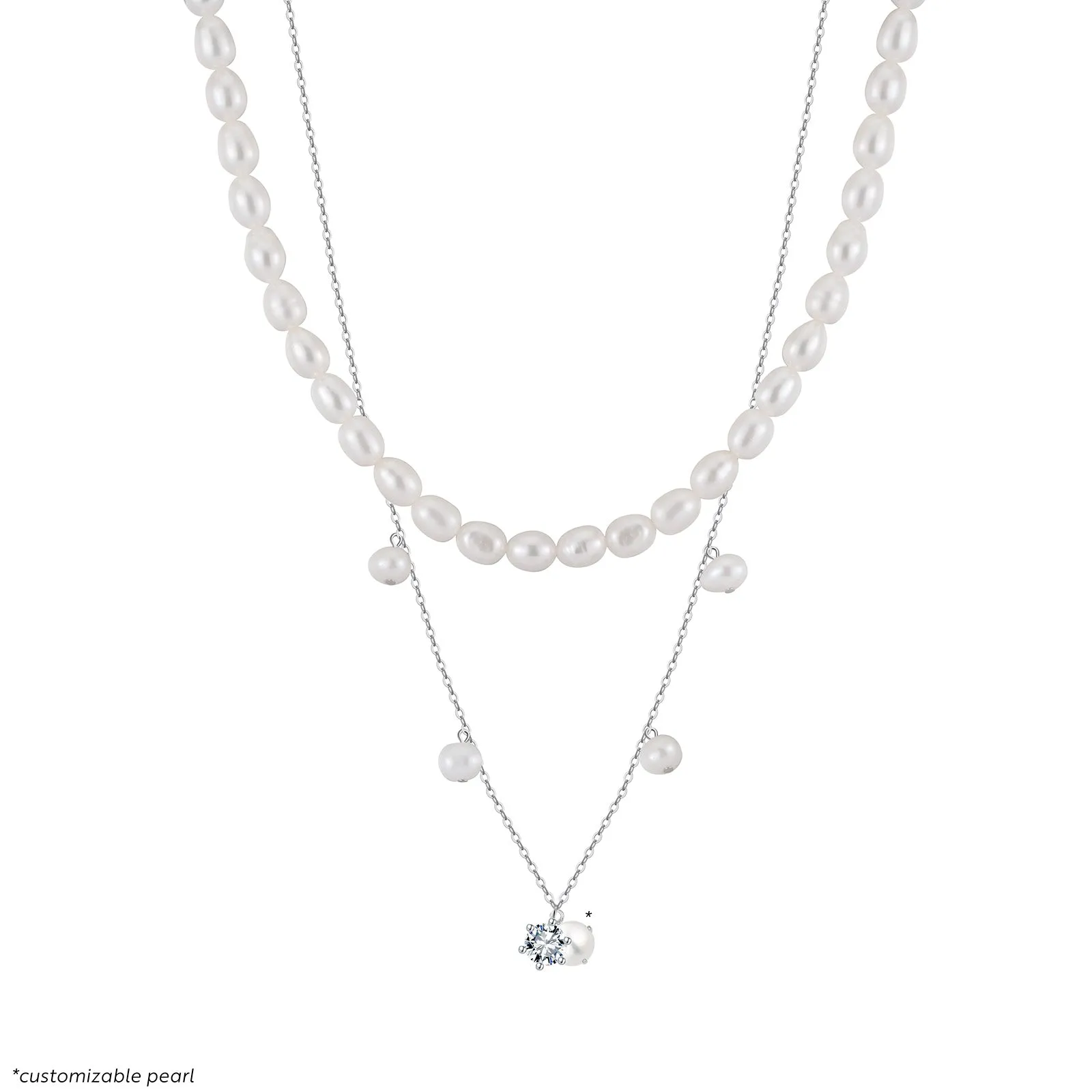 SATIN GLIMMER PEARL STRAND LAYERED NECKLACE