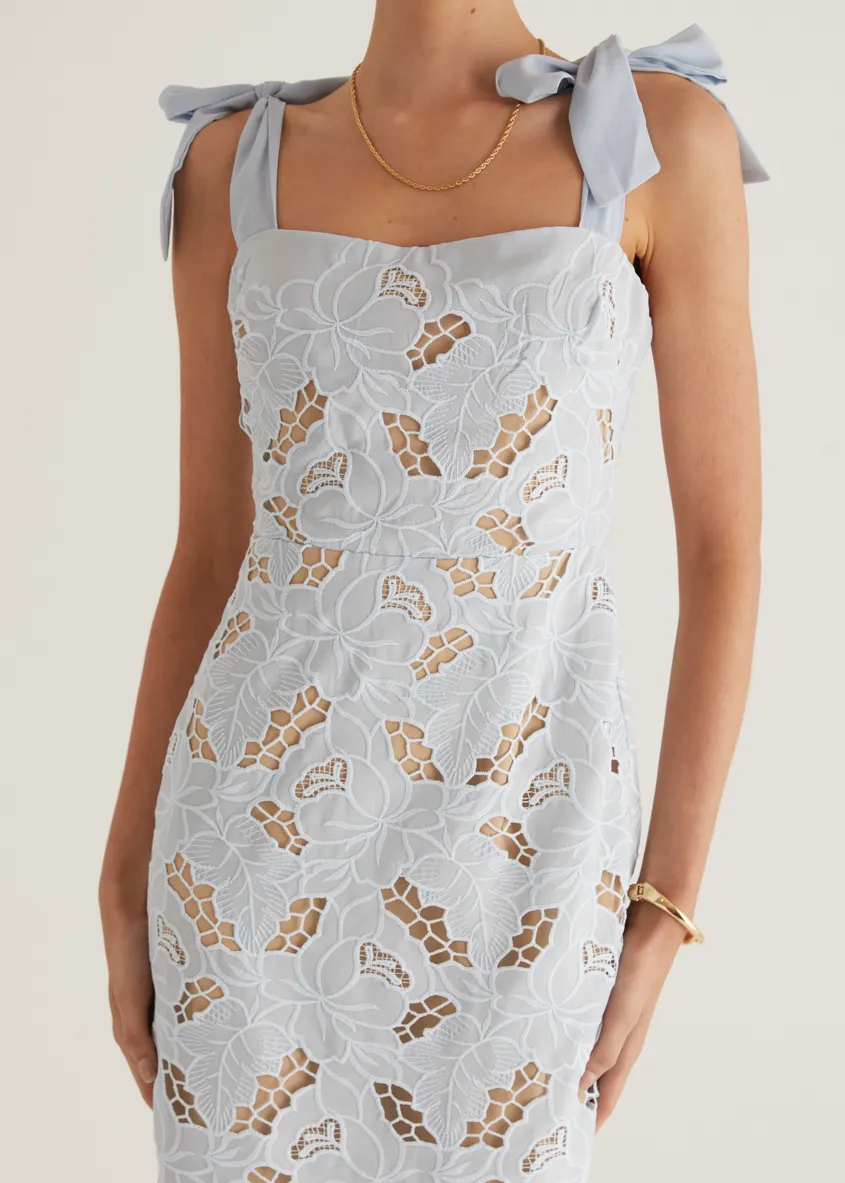 Serenity Embroidered Maxi Dress - Baby Blue