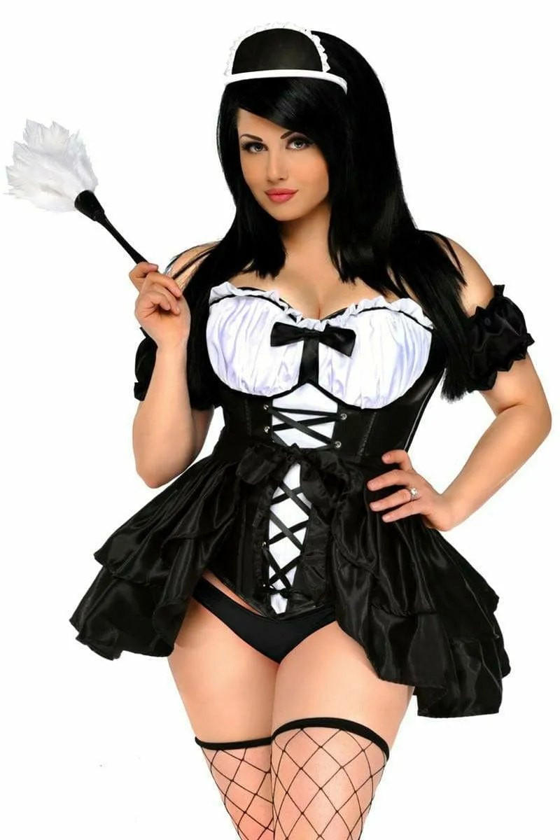 Sexy Deluxe 4 Piece French Maid Halloween Costume