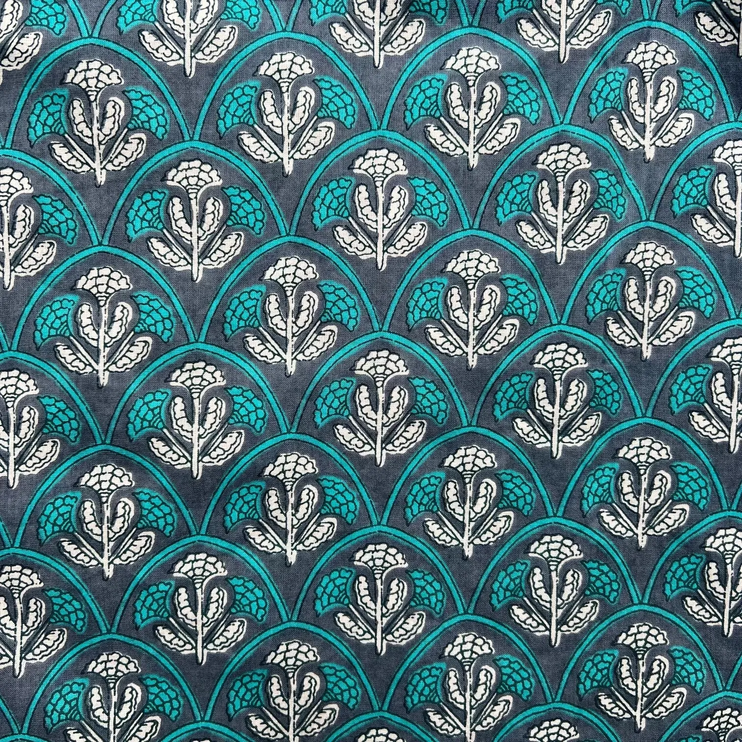 Sheila Dress - Blue/Aqua Blockprint