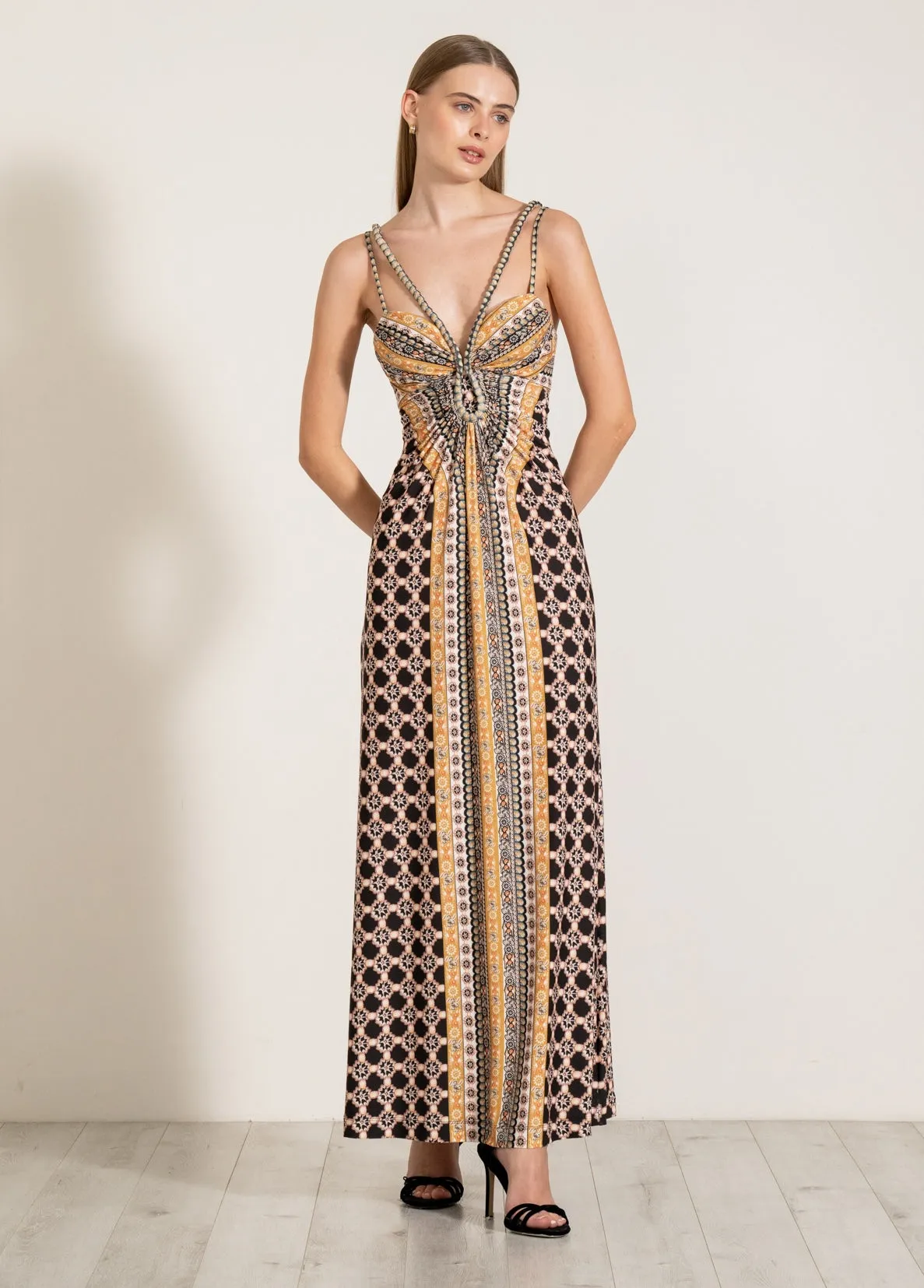 Siera brown corded maxi dress