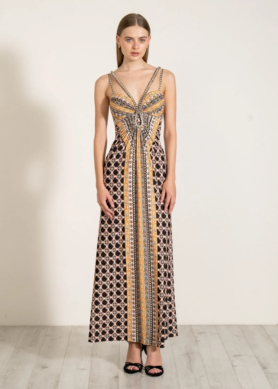 Siera brown corded maxi dress