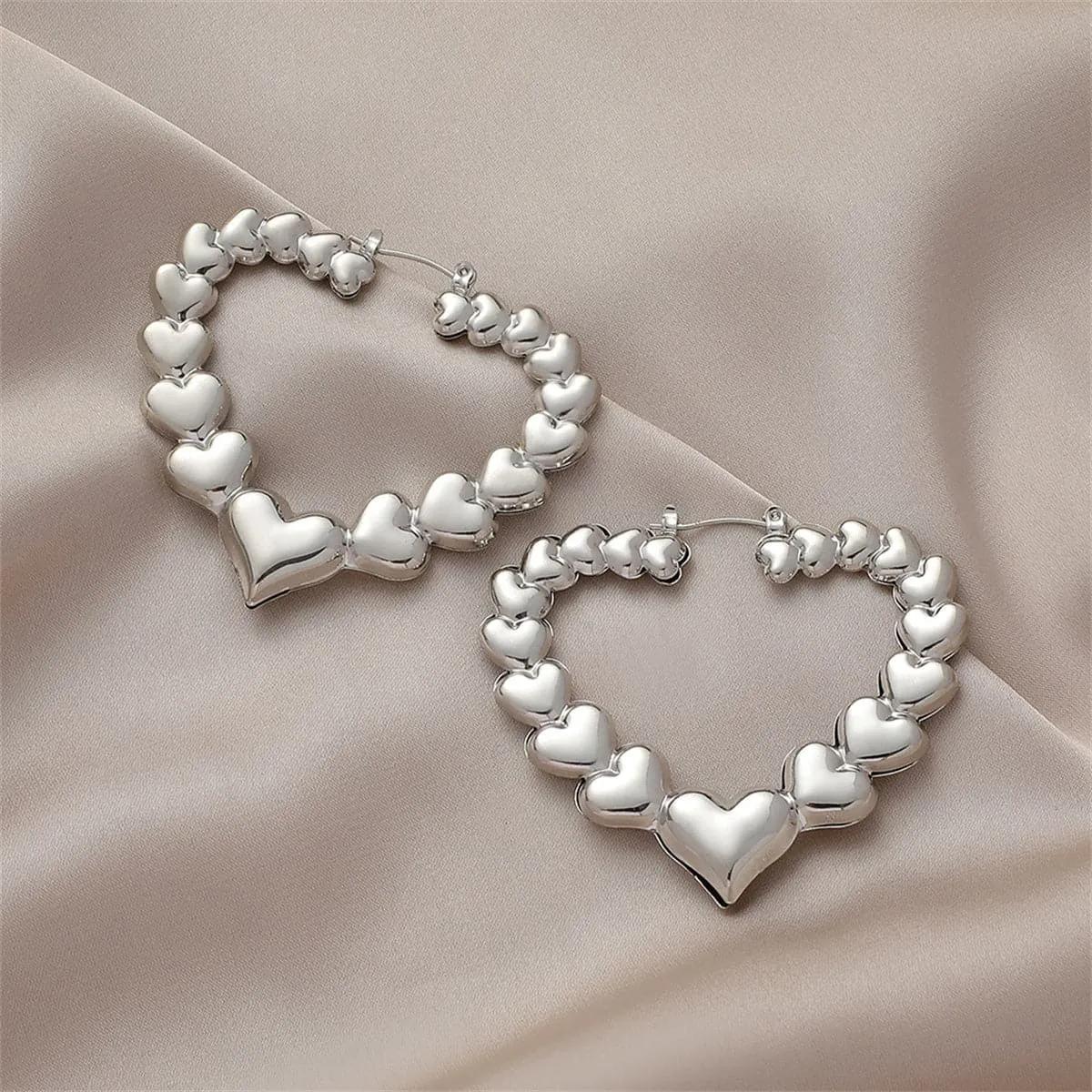 Silver-Plated Heart Hoop Earrings