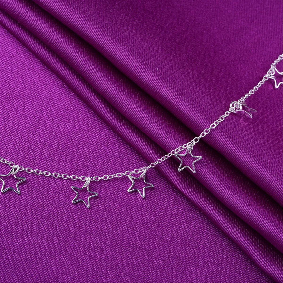 Silver-Plated Open Star Anklet