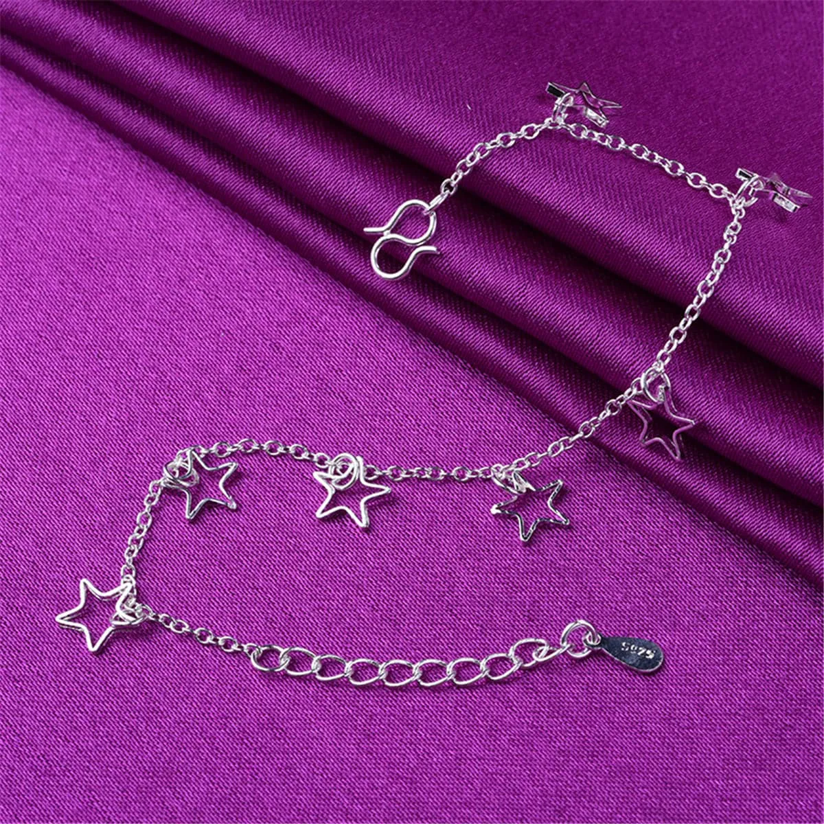Silver-Plated Open Star Anklet