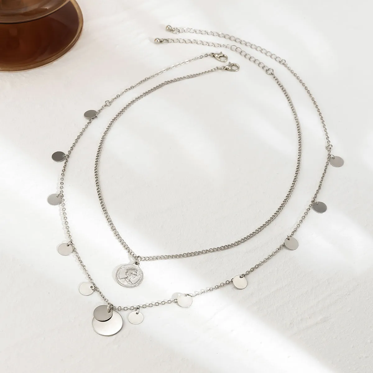 Silver-Plated Sequin Necklace Set