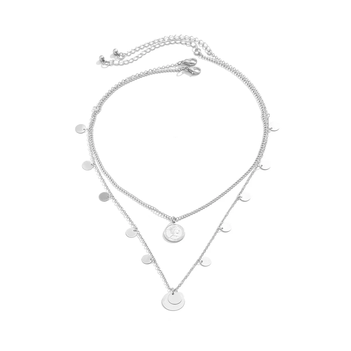Silver-Plated Sequin Necklace Set